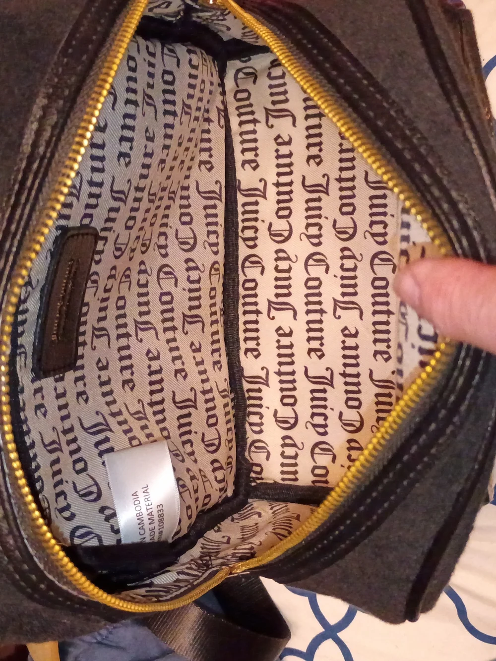 Juicy Couture Black Velvet Mini Backpack with Ombre Crystal Juicy Logo